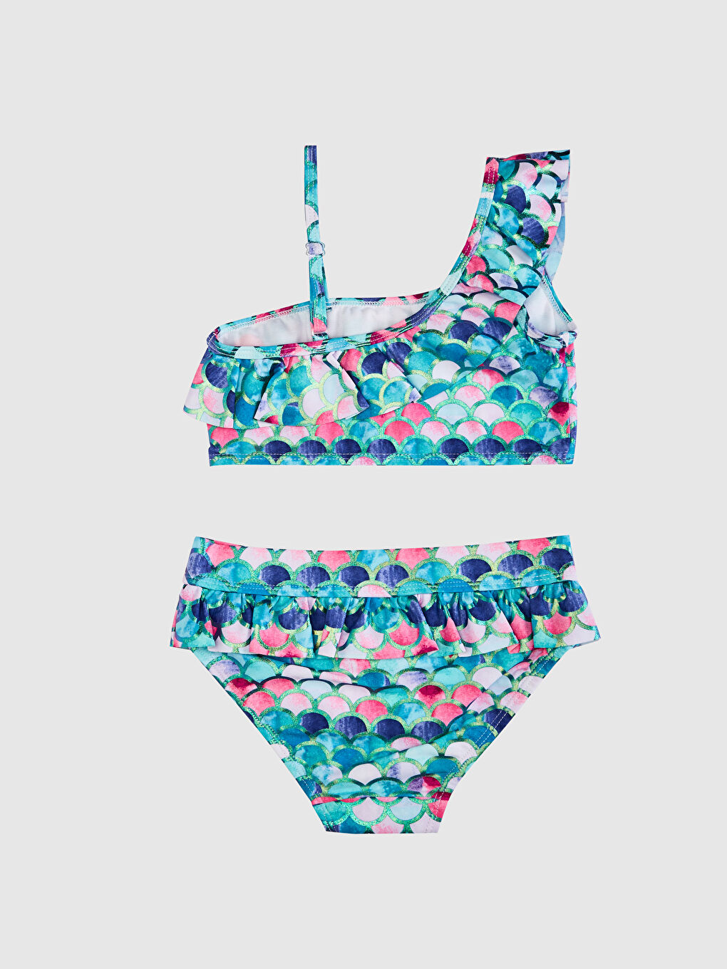 Lila Kız Çocuk Fırfır Detaylı Bikini-1