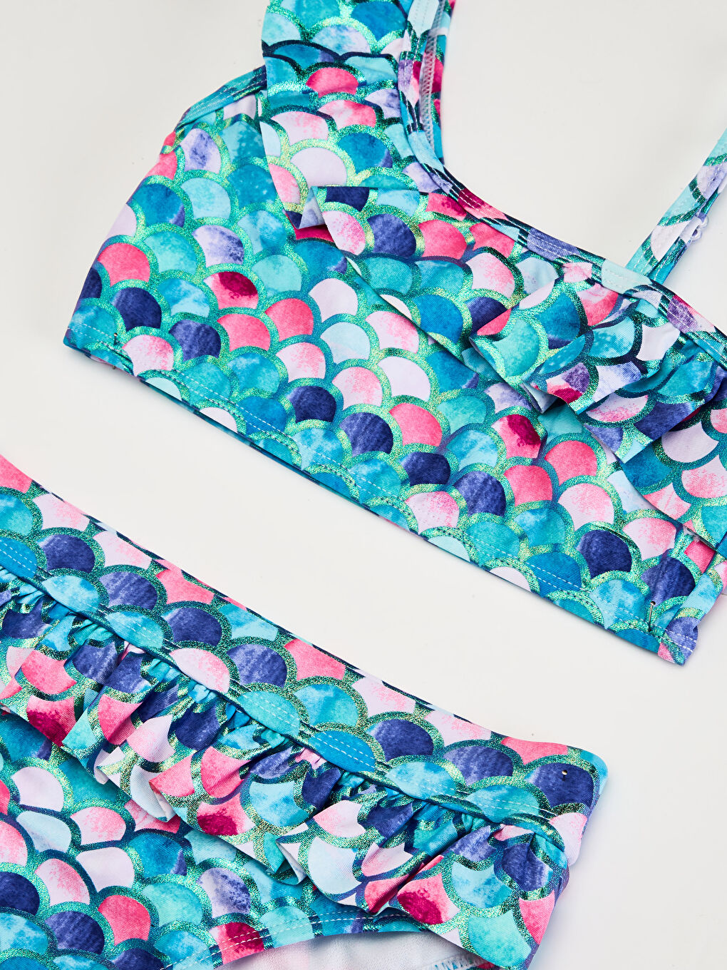 Lila Kız Çocuk Fırfır Detaylı Bikini-2