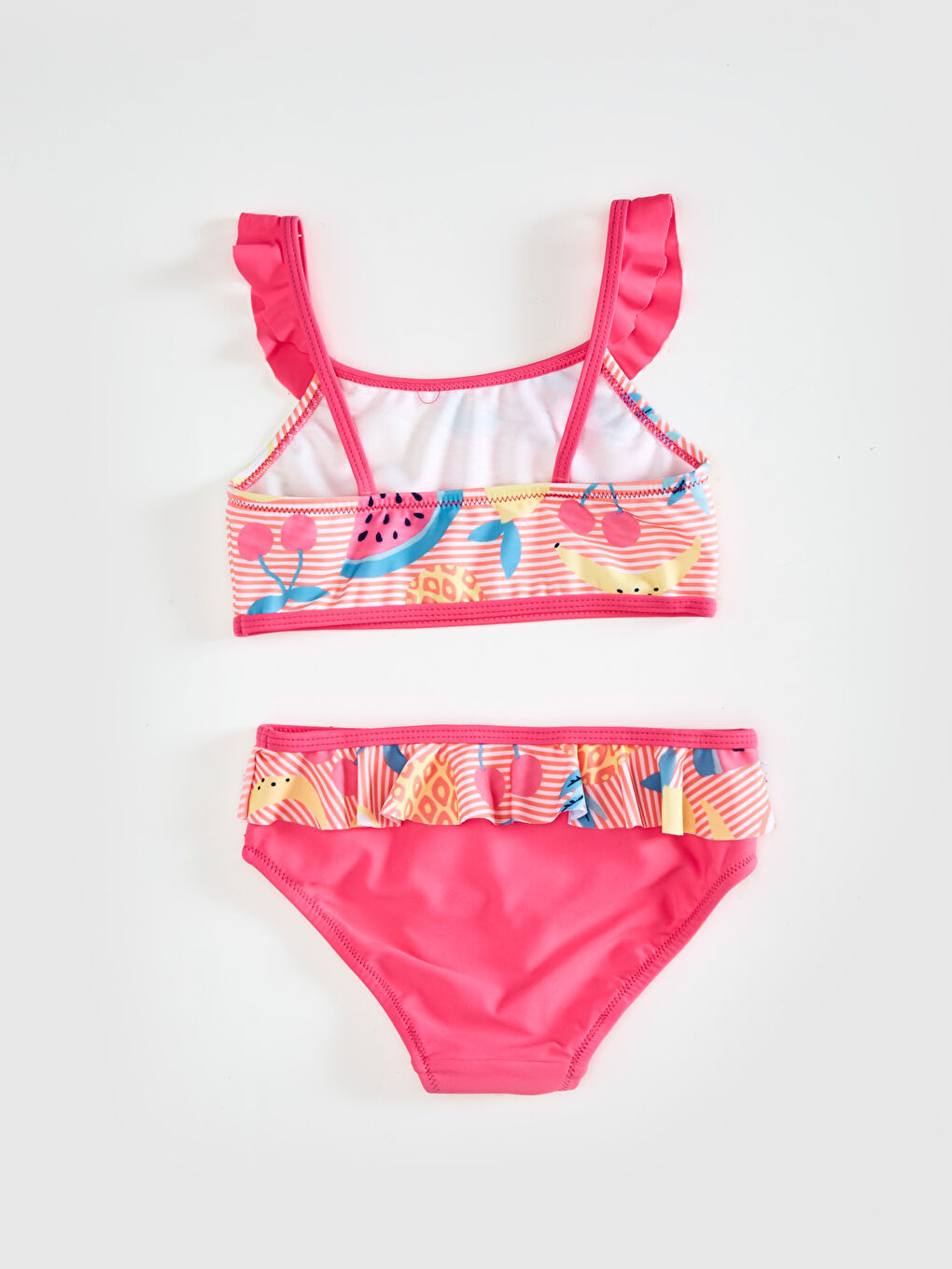 Girl's Bikini With Frill Detailed Printed Flexible Fabric-4