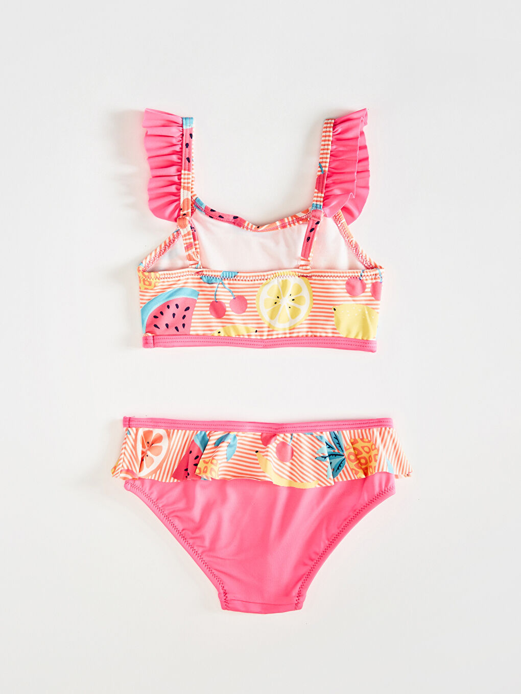 Girl's Bikini With Frill Detailed Printed Flexible Fabric-2