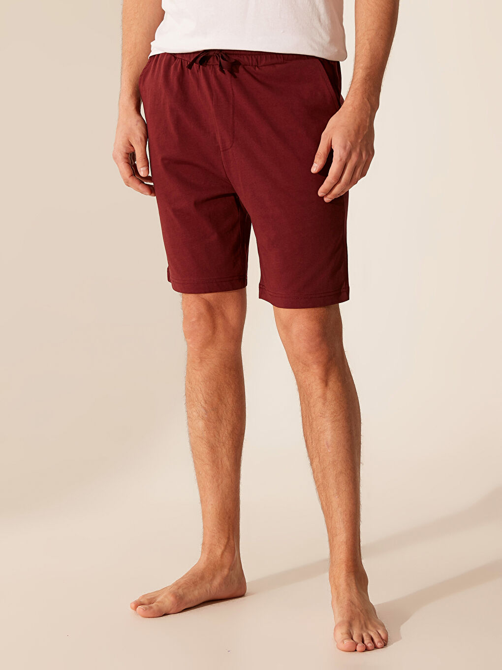 Bordo Standart Kalıp Erkek Pijama Alt Şort-2