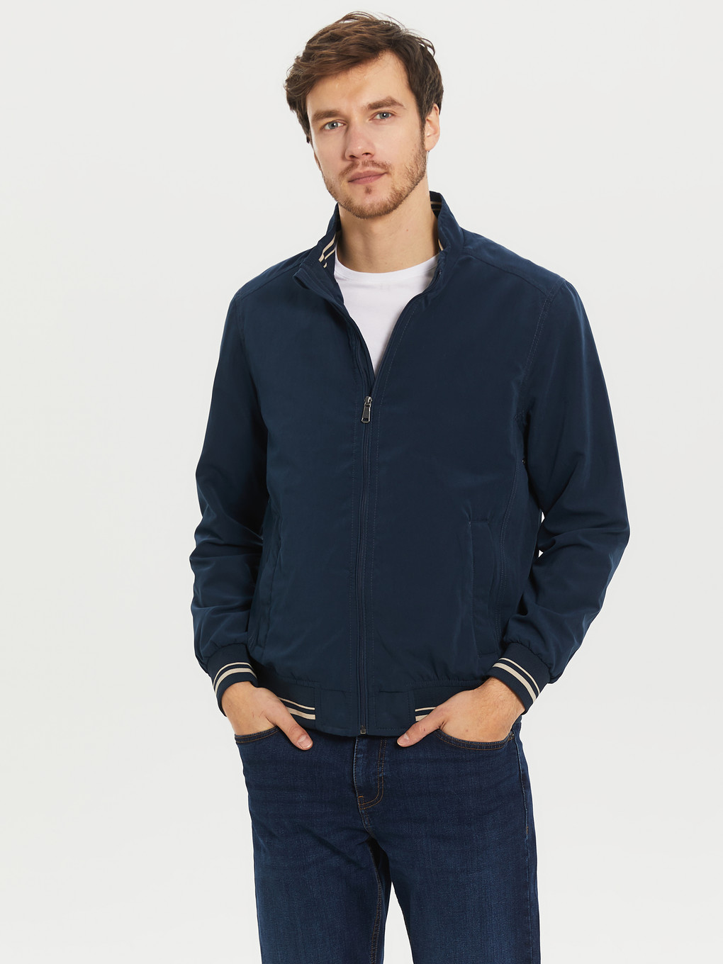 Petrol Dik Yaka İnce Basic Mont-1
