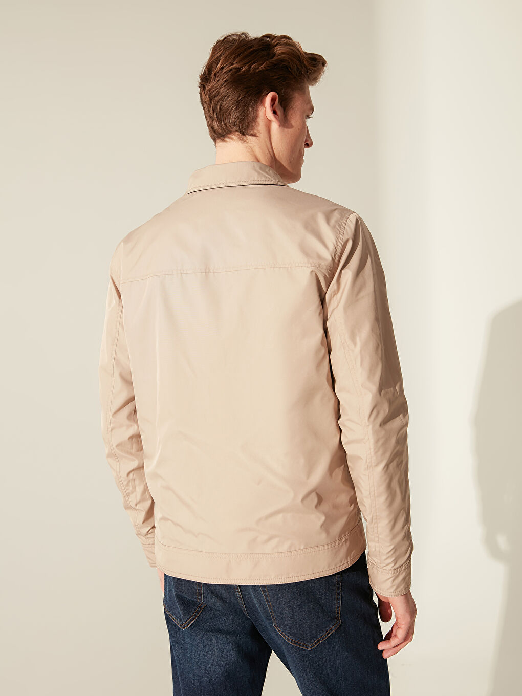 Lacivert Rahat Kalıp Dik Yaka İnce Mont-6