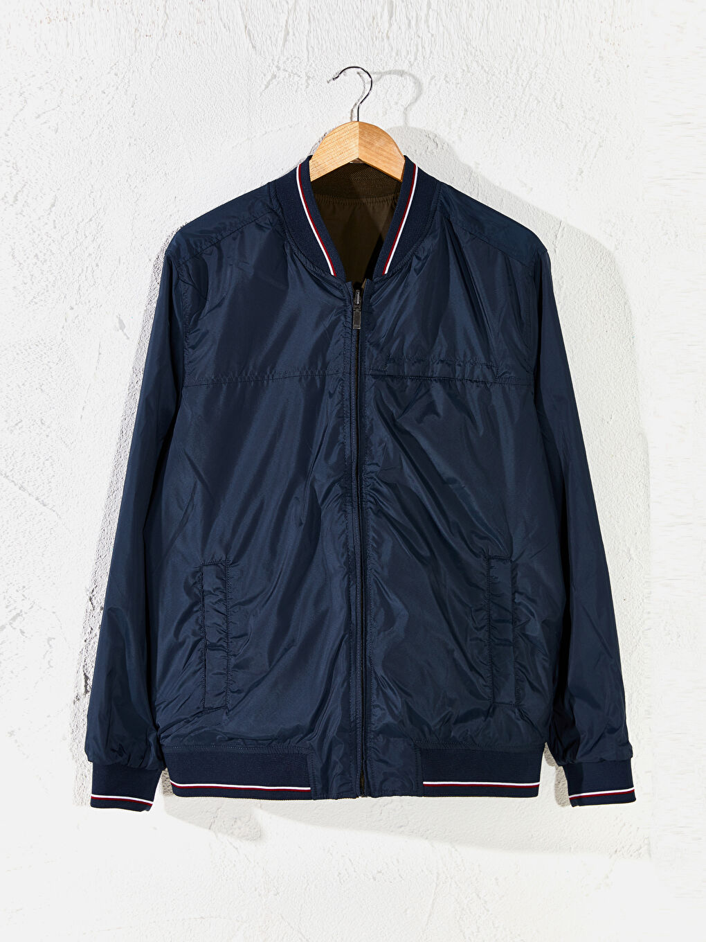 Haki Bomber Çift Taraflı İnce Mont-1