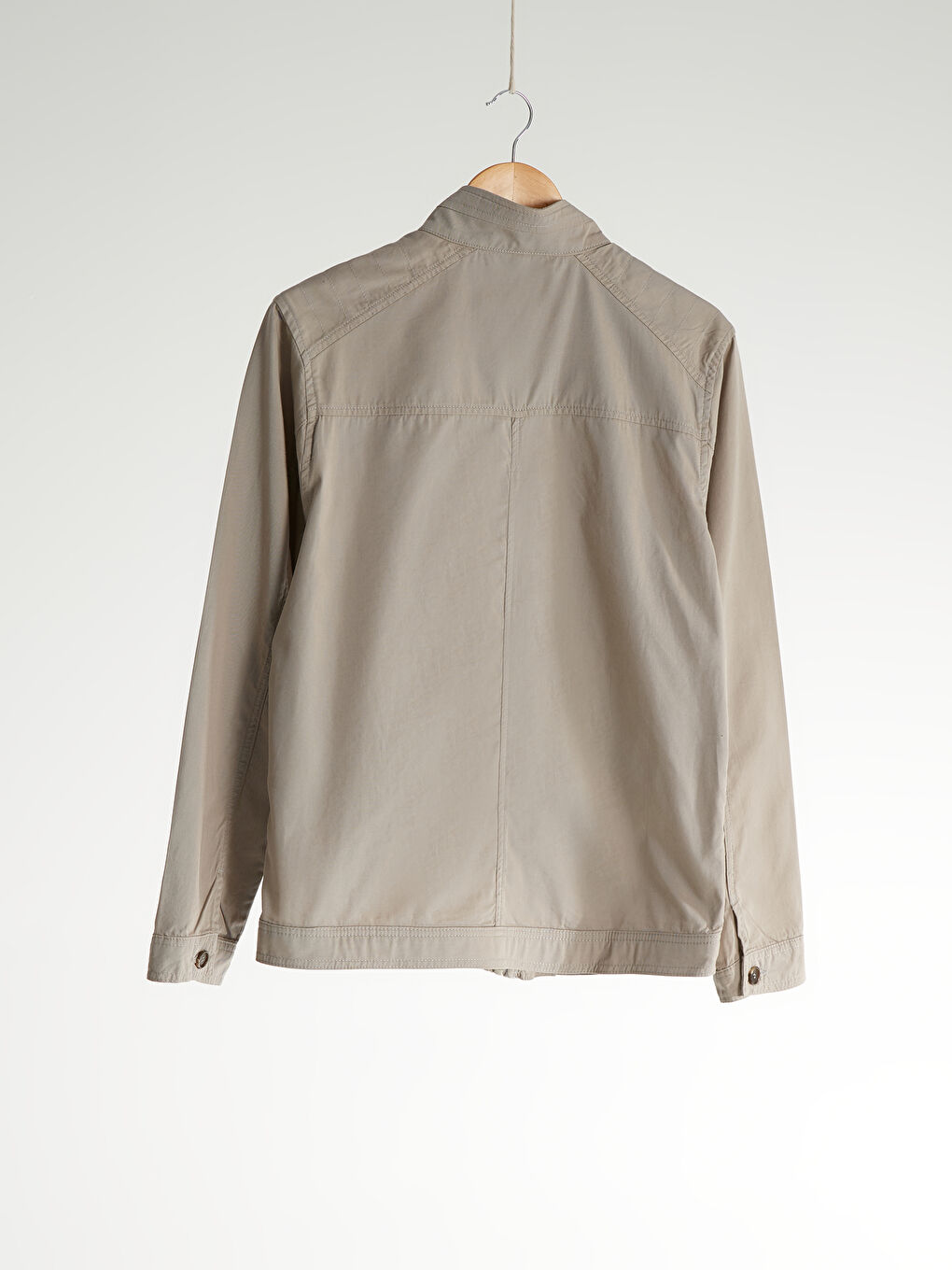 Bej Rahat Kalıp Dik Yaka İnce Erkek Mont-2