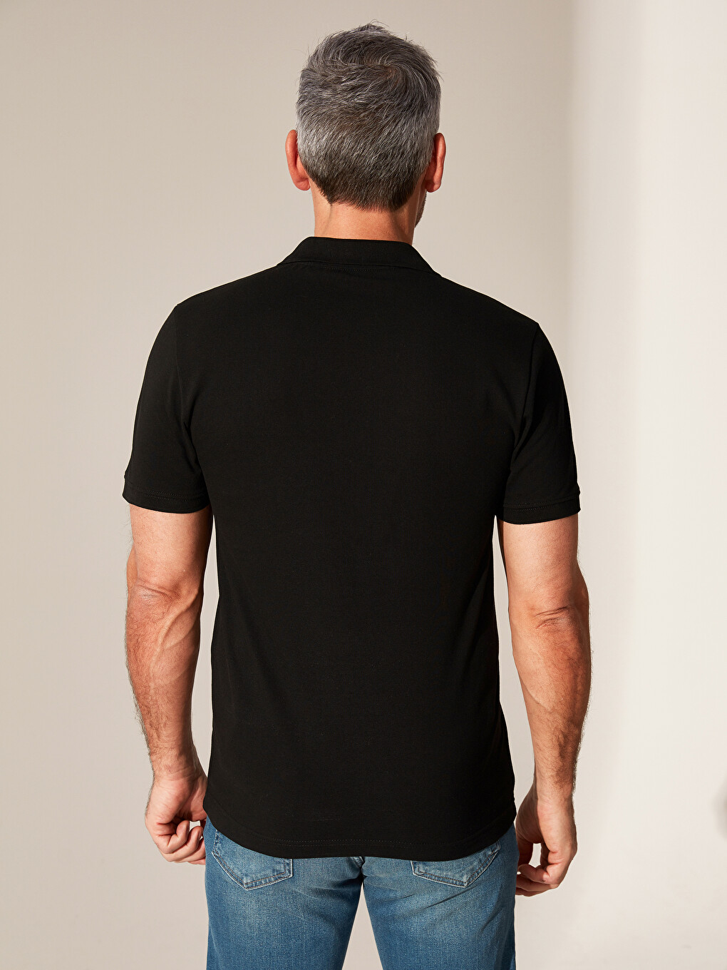 Polo Neck Basic Pique T-Shirt-2