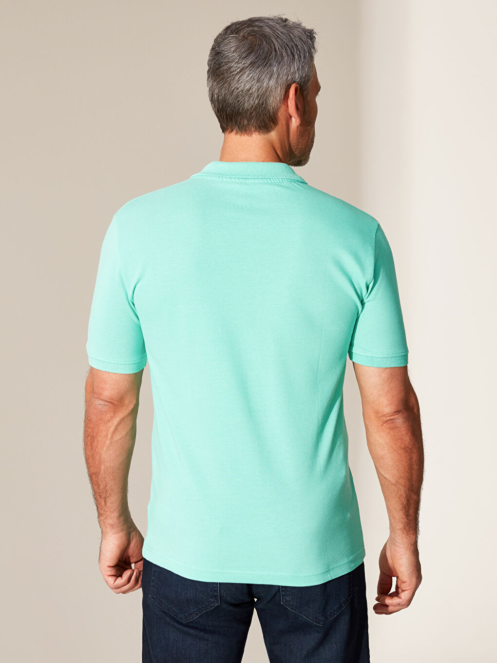 Turkuaz Polo Yaka Basic Pike Tişört-3