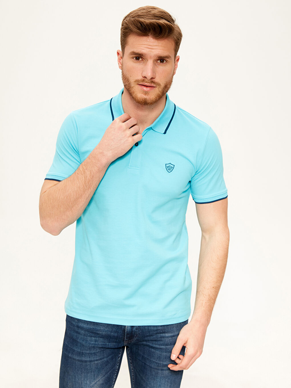 Polo Neck Basic Pique T-Shirt