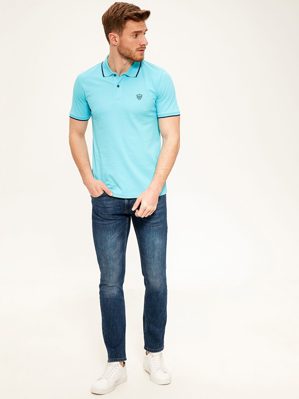 Polo Neck Basic Pique T-Shirt-2