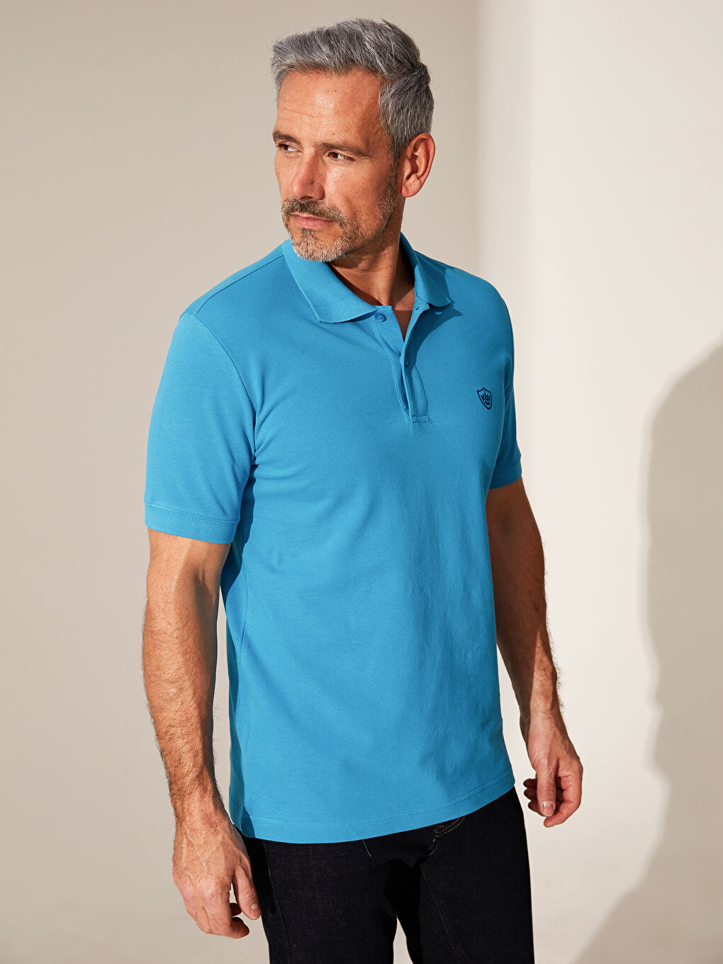 Polo Neck Basic Pique T-Shirt