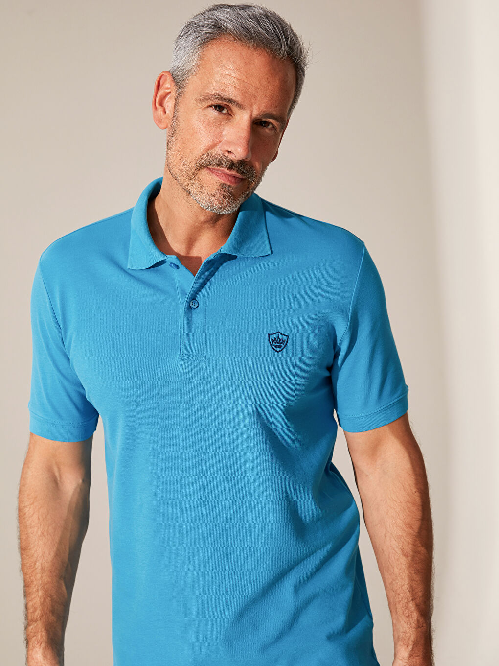 Polo Neck Basic Pique T-Shirt-1