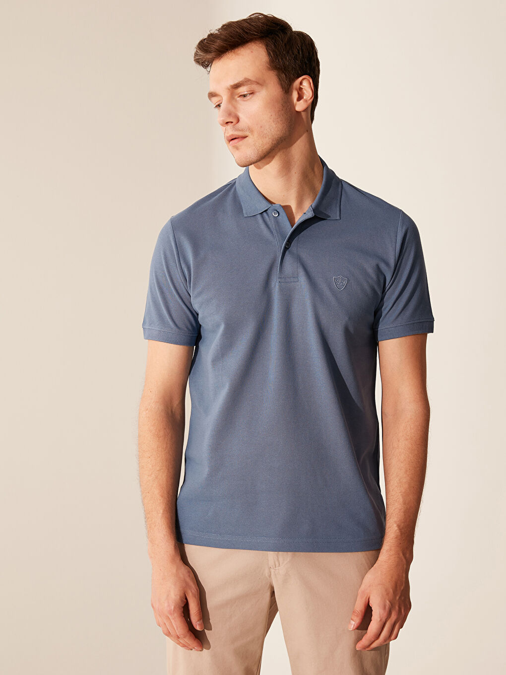 Polo Neck Basic Pique T-Shirt