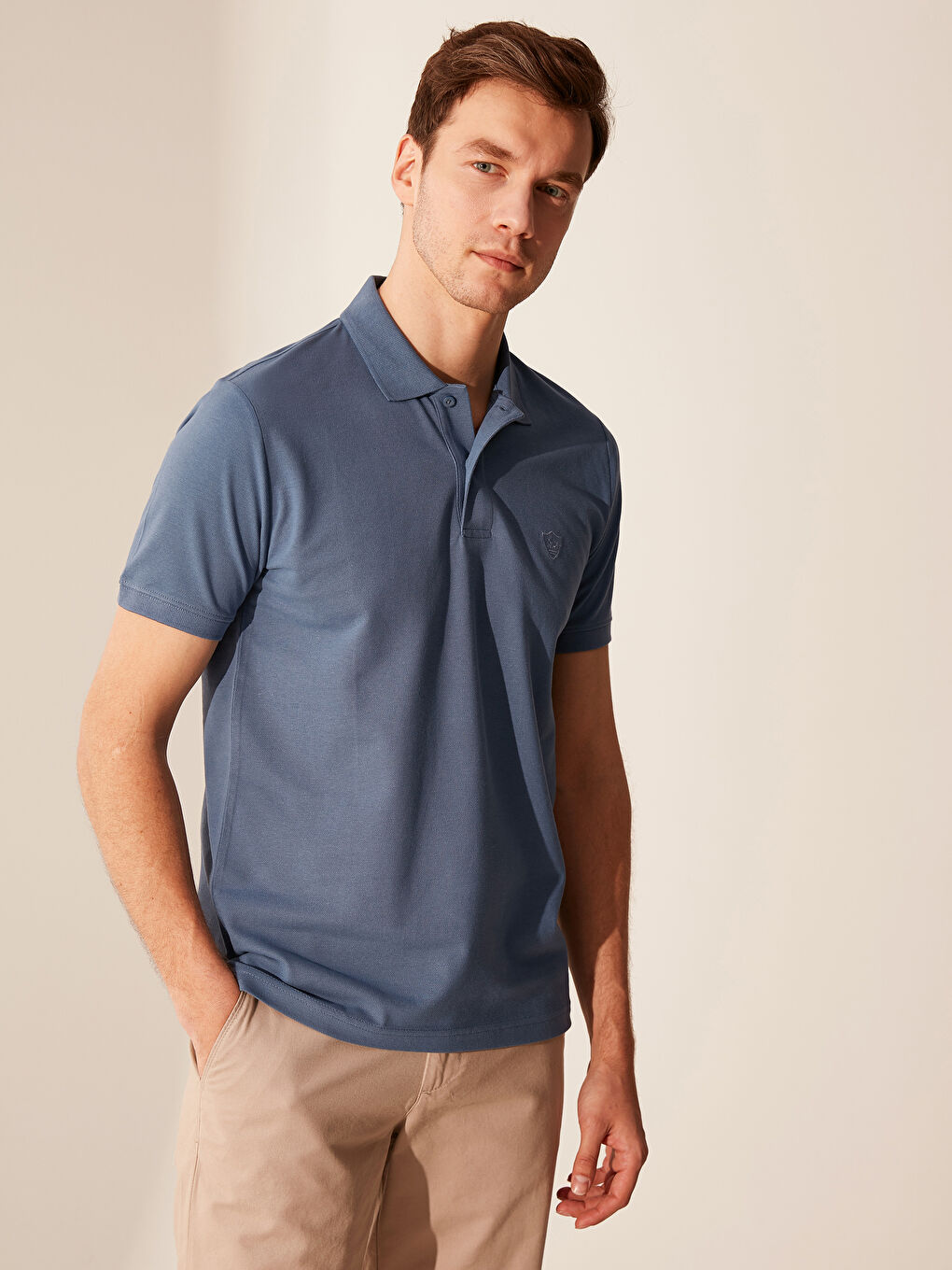 Polo Neck Basic Pique T-Shirt-1