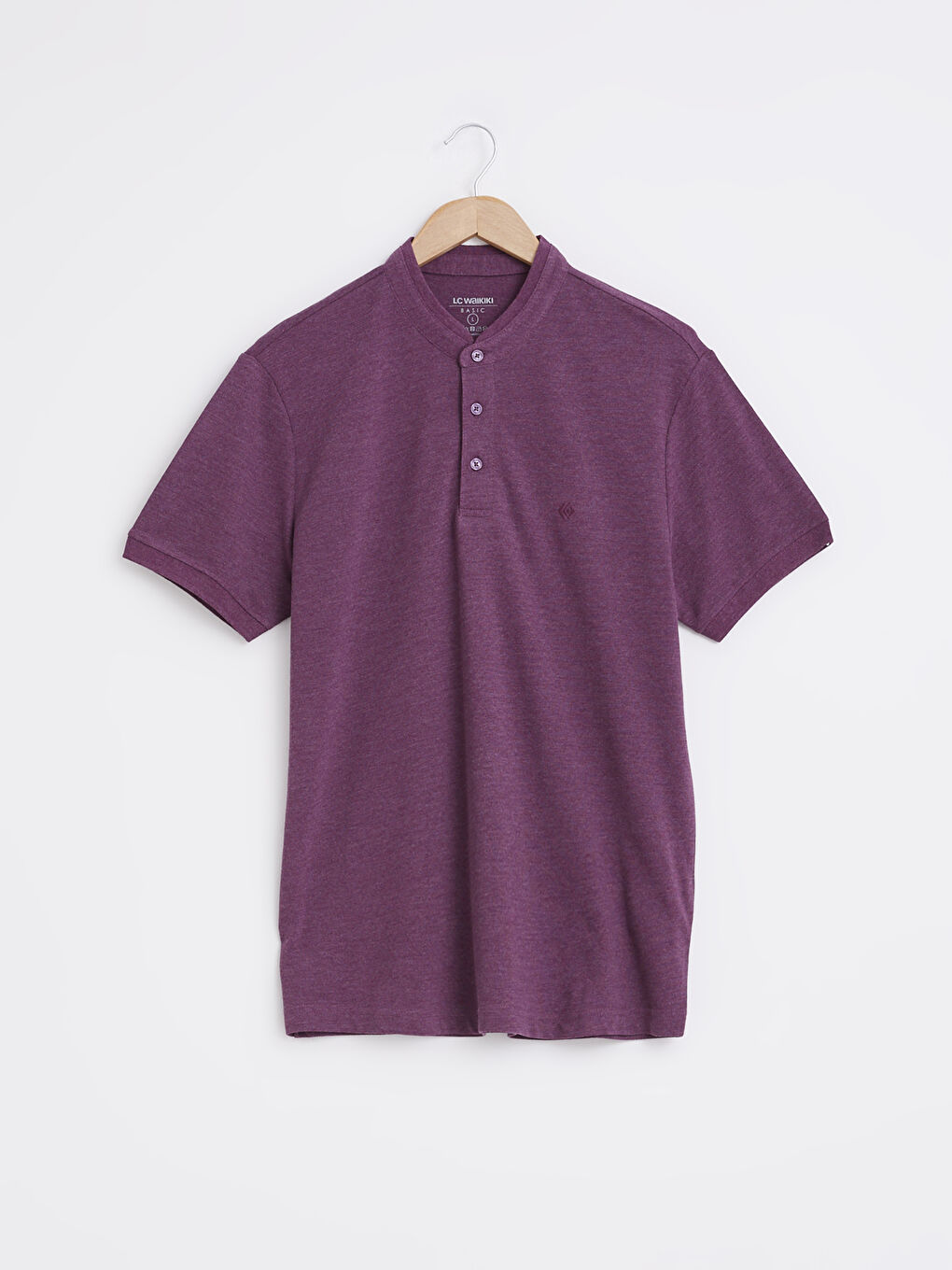LCWAIKIKI Basic Grandad Collar Basic Short Sleeve Pique T-Shirt -0S7236Z8-LCP