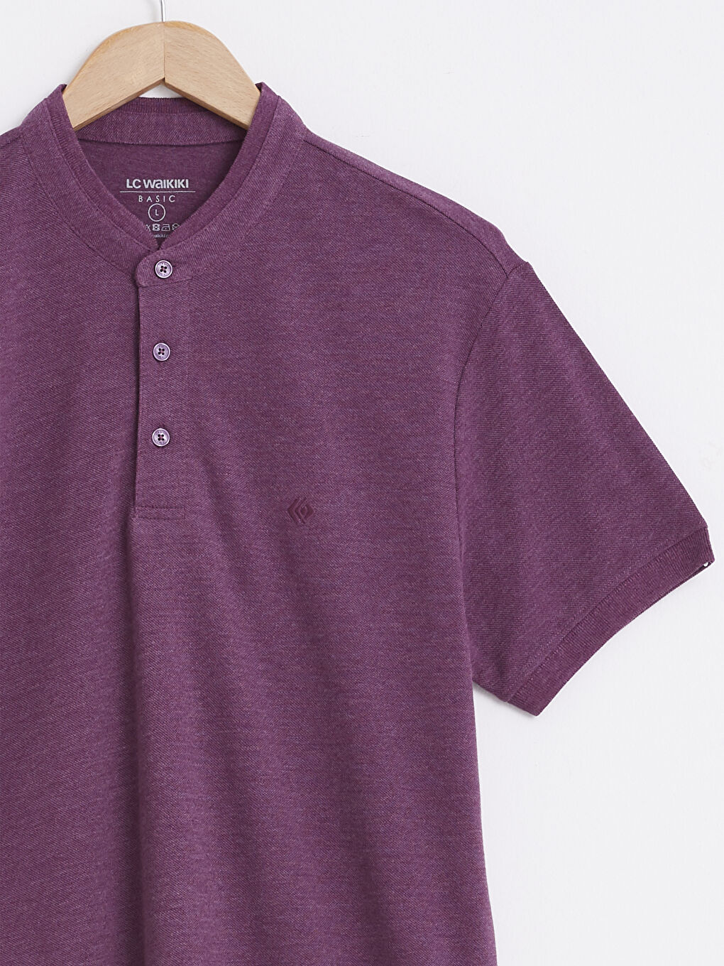 LCWAIKIKI Basic Grandad Collar Basic Short Sleeve Pique T-Shirt -0S7236Z8-LCP