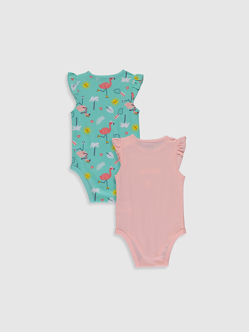 Pembe Kız Bebek Baskılı Çıtçıtlı Body 2'li-1