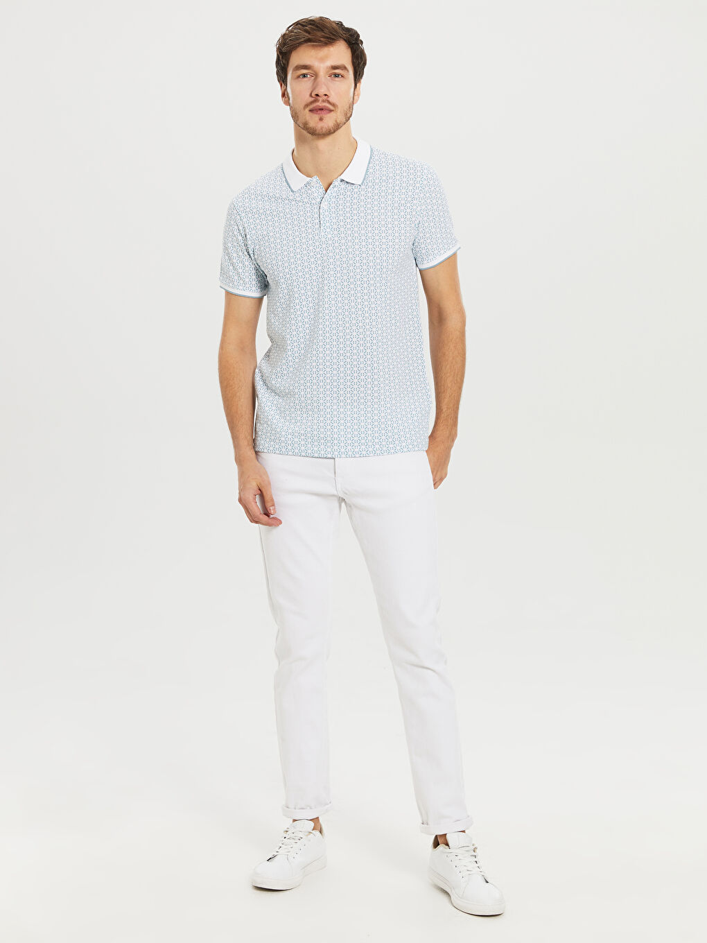 Yeşil Polo Yaka Kısa Kollu Pike Erkek Tişört-3