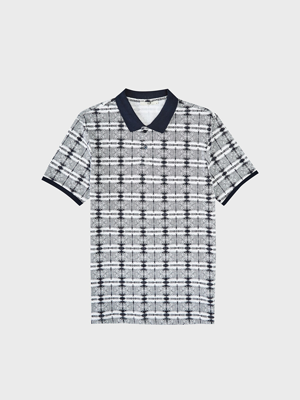 Lacivert Polo Yaka Kısa Kollu Pike Erkek Tişört-1