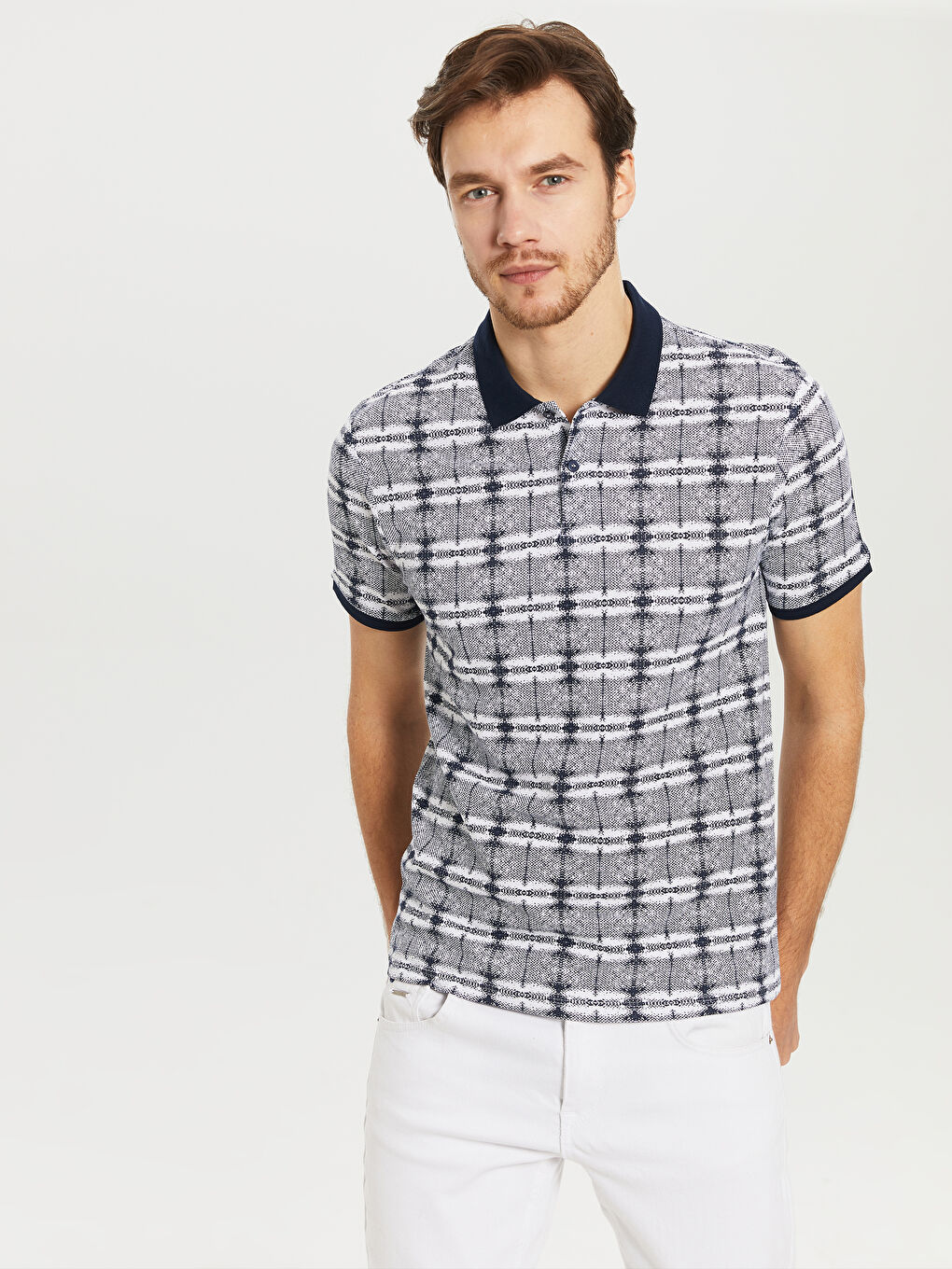 Lacivert Polo Yaka Kısa Kollu Pike Erkek Tişört