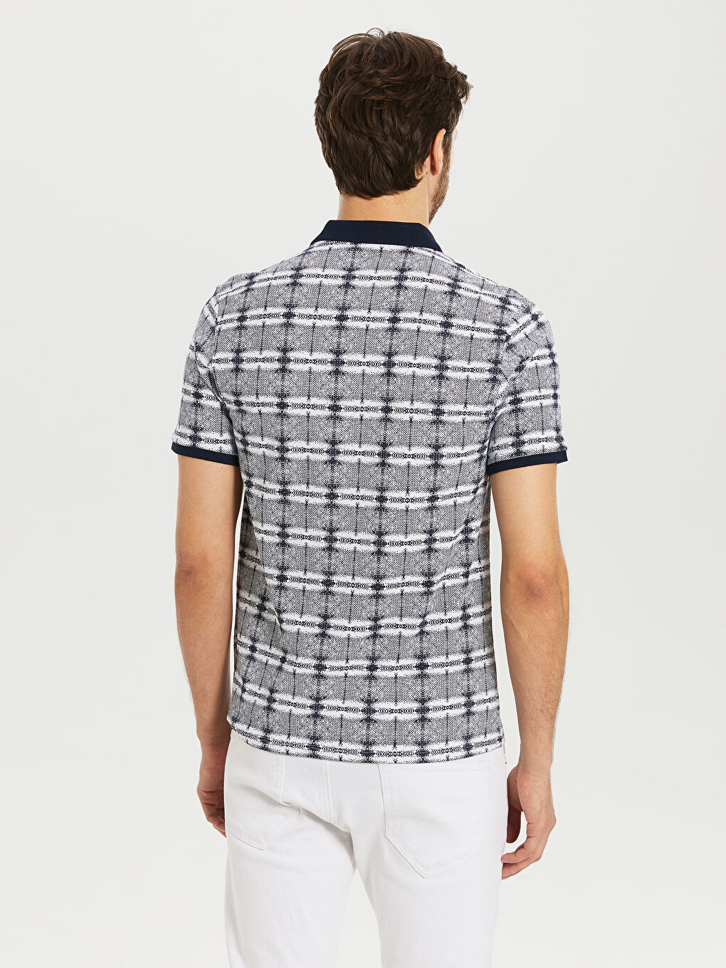 Lacivert Polo Yaka Kısa Kollu Pike Erkek Tişört-3