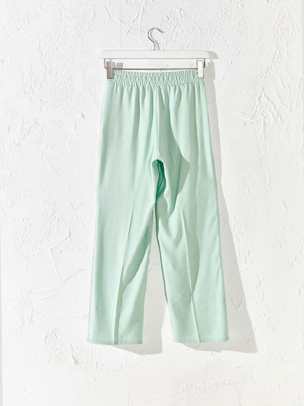 Yeşil Beli Lastikli Geniş Paça Pantolon-1