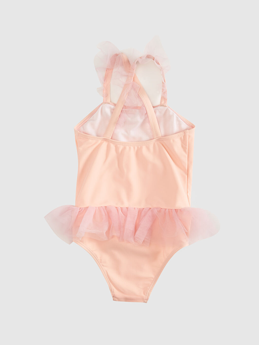 مايوه بناتي بقماش مطاطي وتفاصيل كشكشة من التل المطبوع-1