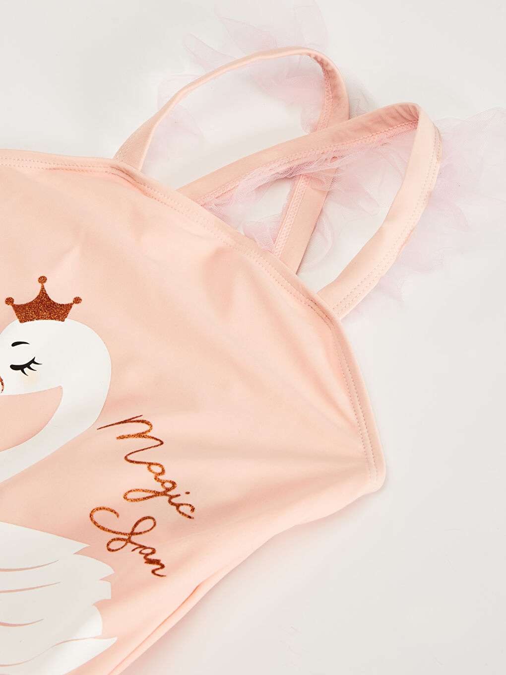 مايوه بناتي بقماش مطاطي وتفاصيل كشكشة من التل المطبوع-2