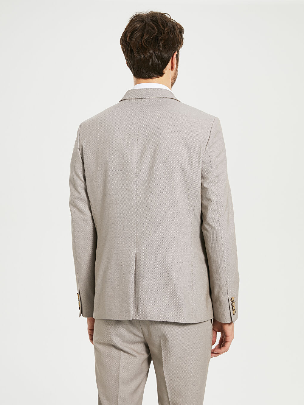 Bej Ekstra Dar Kalıp Erkek Blazer Ceket-4
