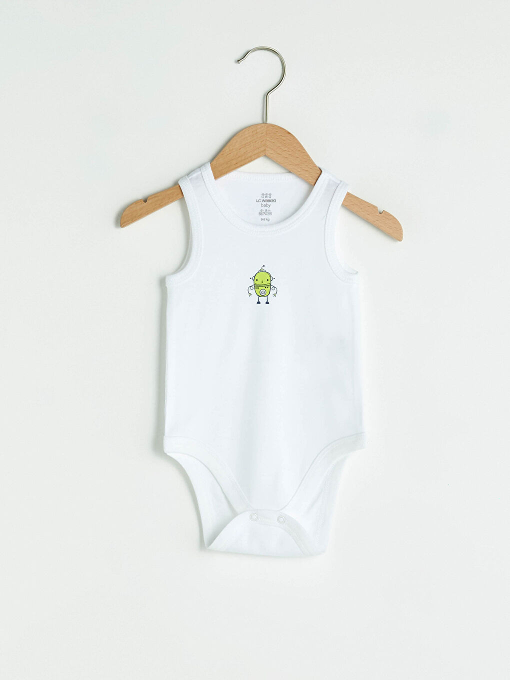 Beyaz Baskılı Pamuklu Çıtçıtlı Body