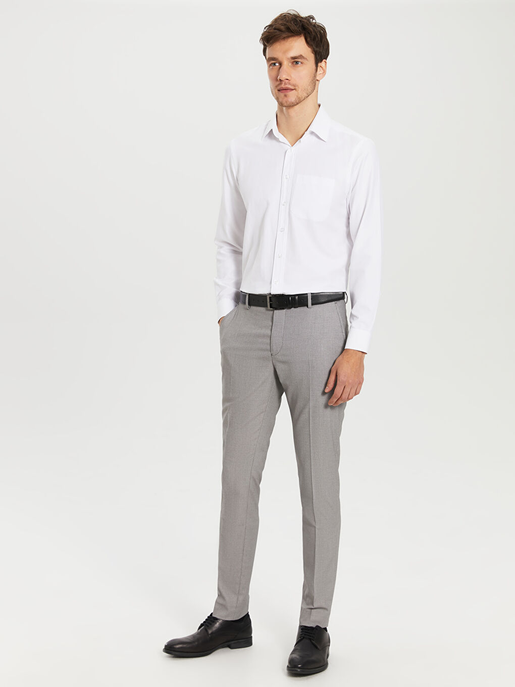 Gri Ekstra Slim Fit Erkek Pantolon-1