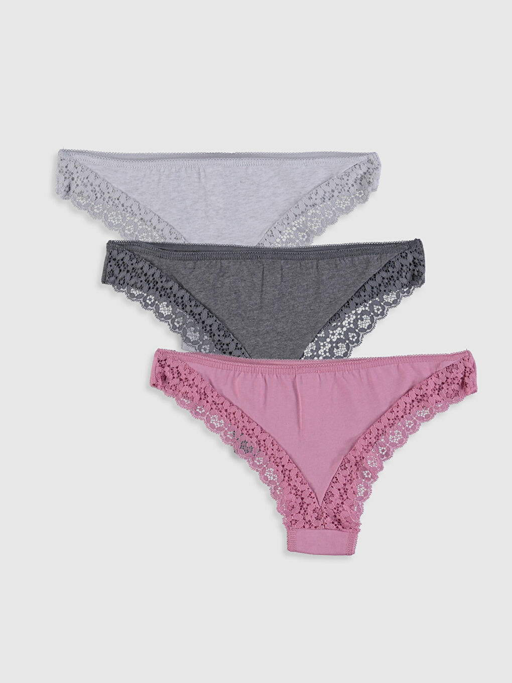 Antrasit Dantelli Brazilian Külot 3'lü-1