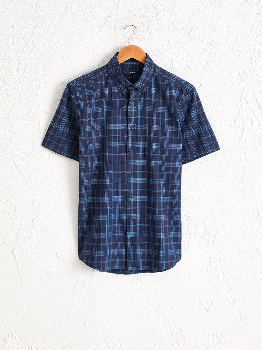 Regular Fit Short Sleeve Chequered Poplin Shirt