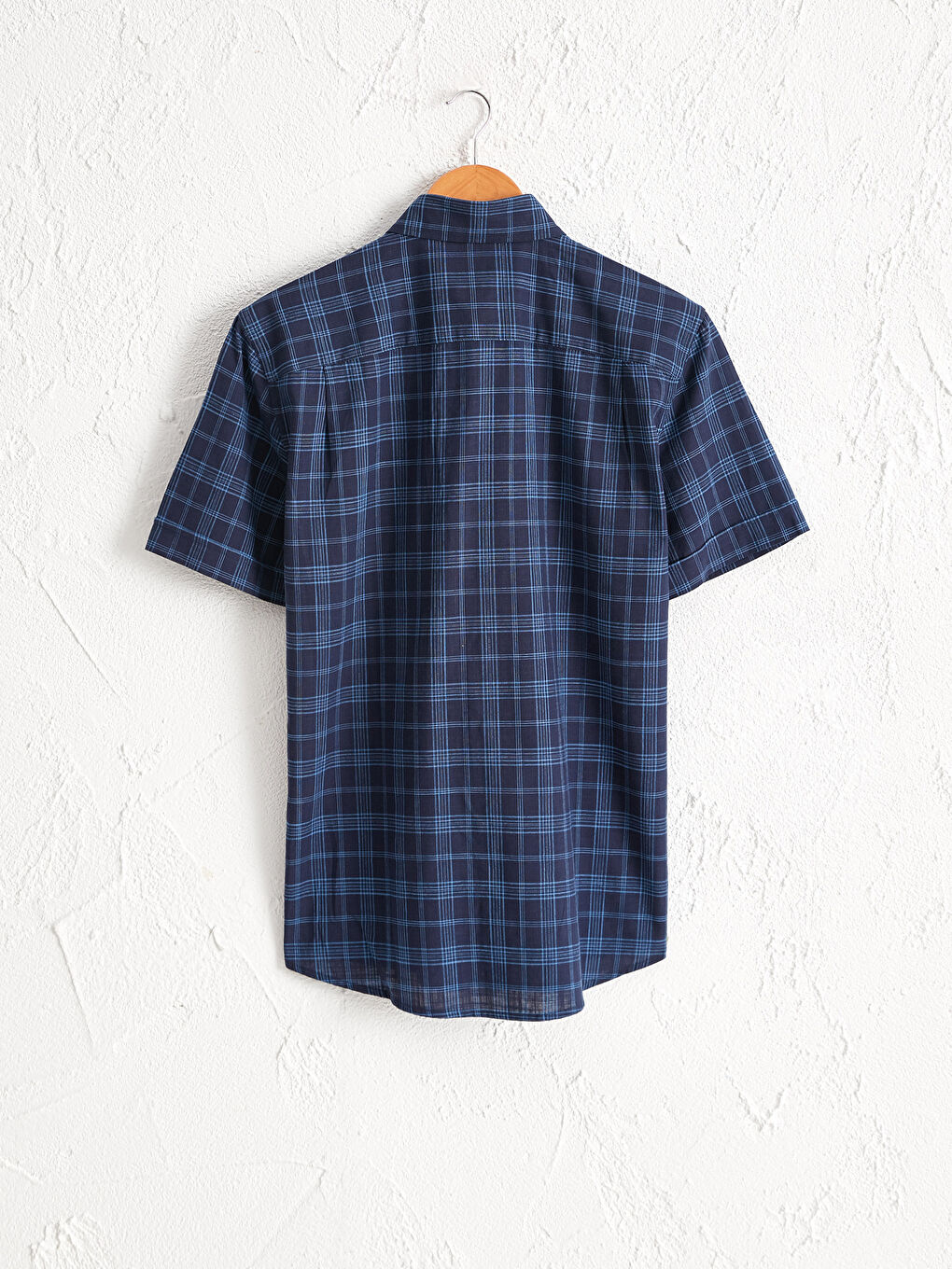 Regular Fit Short Sleeve Chequered Poplin Shirt-1