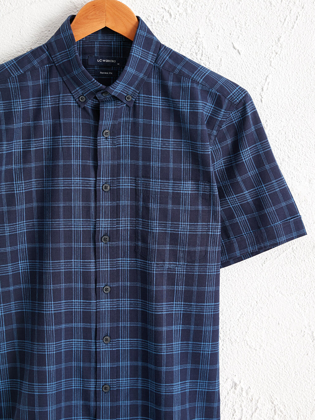 Regular Fit Short Sleeve Chequered Poplin Shirt-2