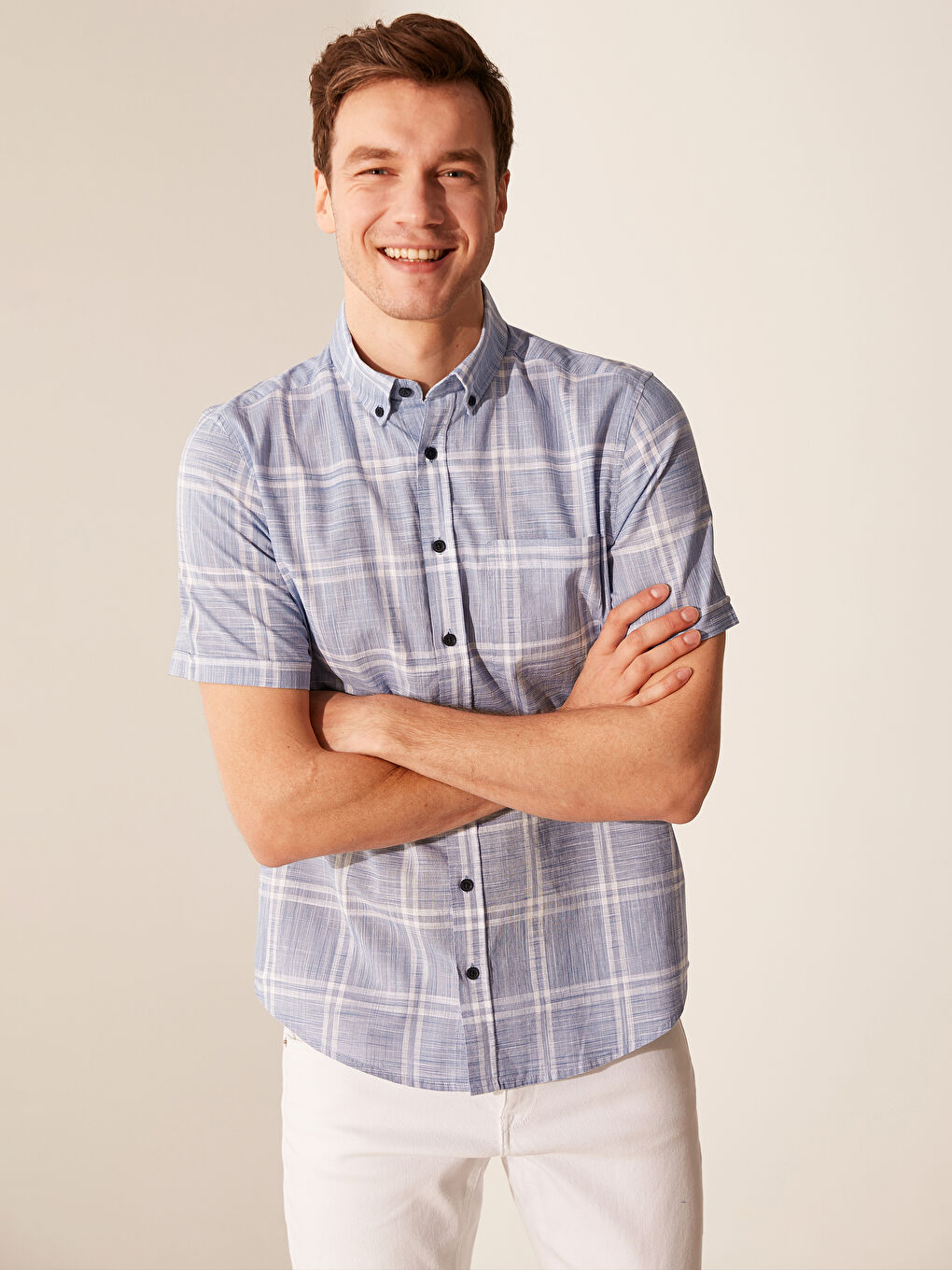 İndigo Poplin Erkek Gömlek