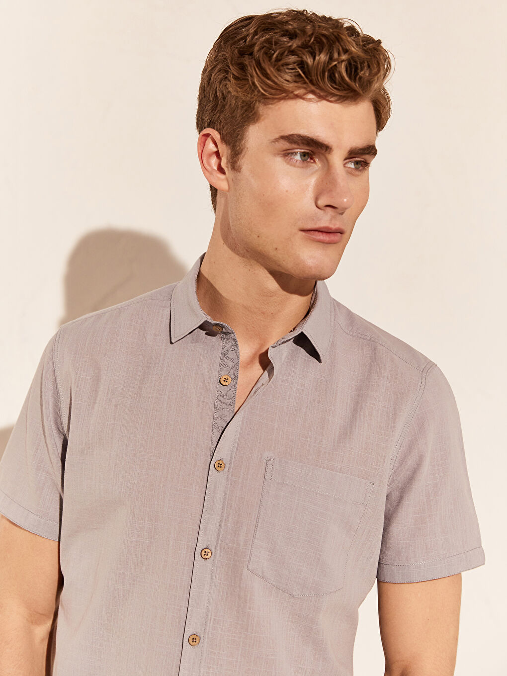 Gri Poplin Erkek Gömlek