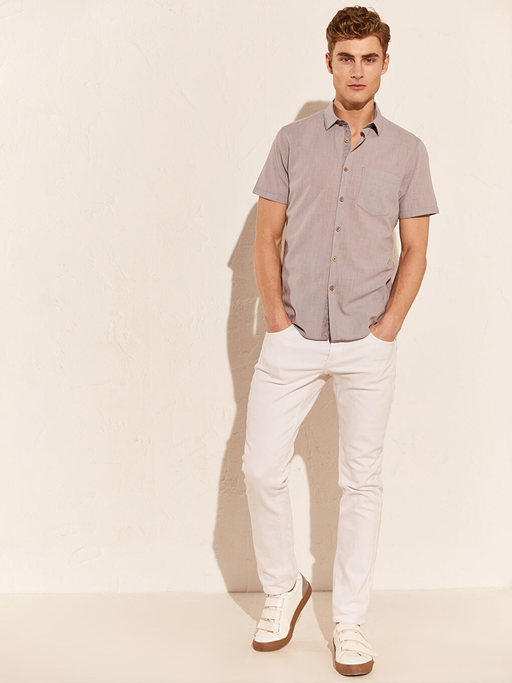 Gri Poplin Erkek Gömlek-3