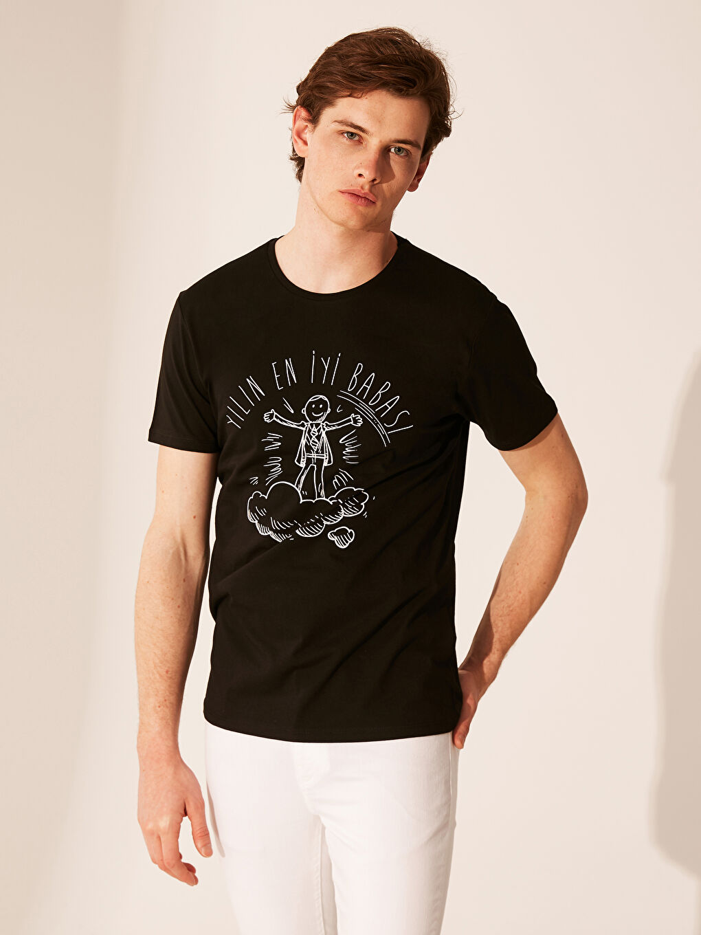 Siyah Baskılı Tişört Baba Oğul Kombini-2