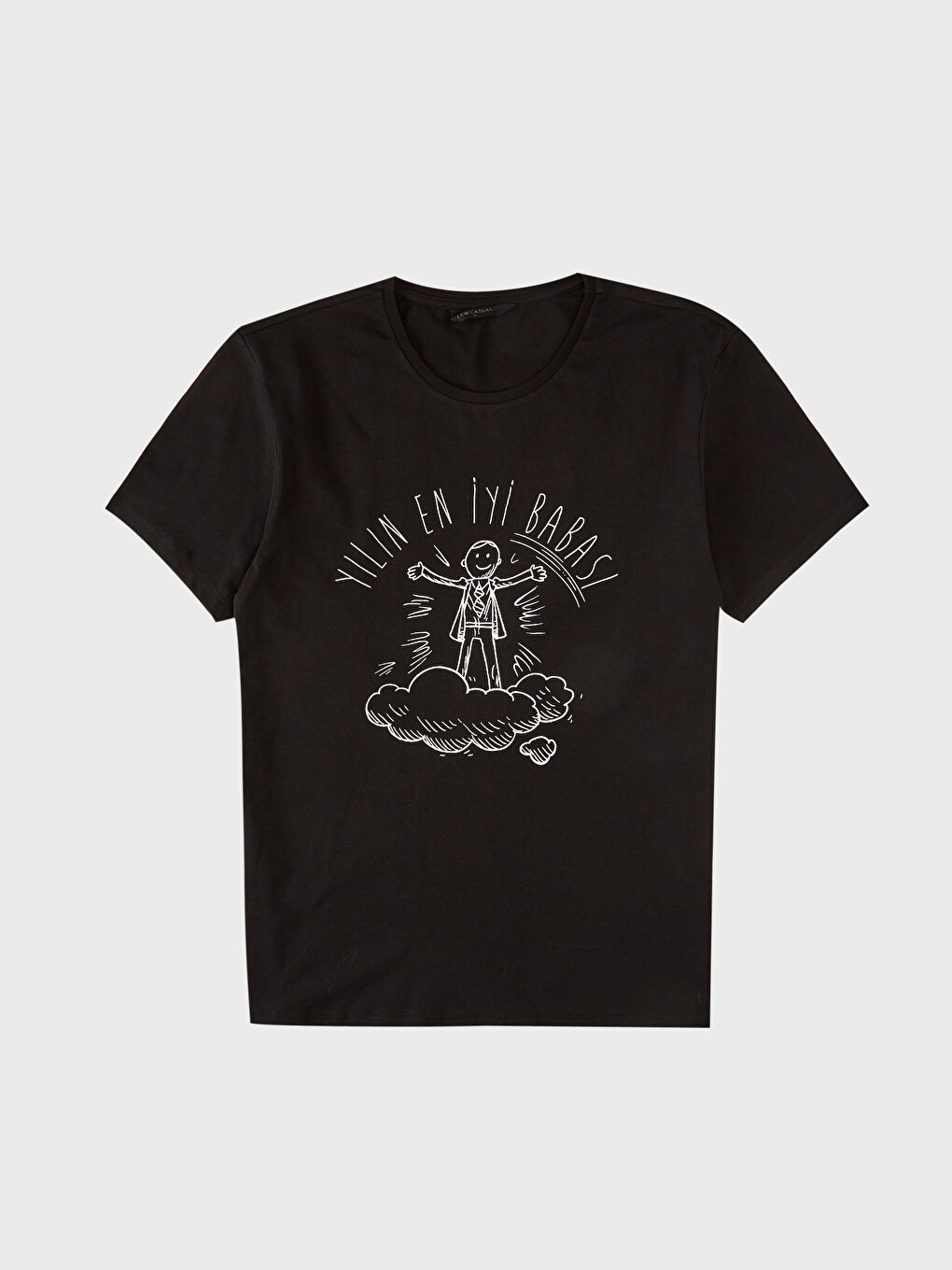 Siyah Baskılı Tişört Baba Oğul Kombini-1