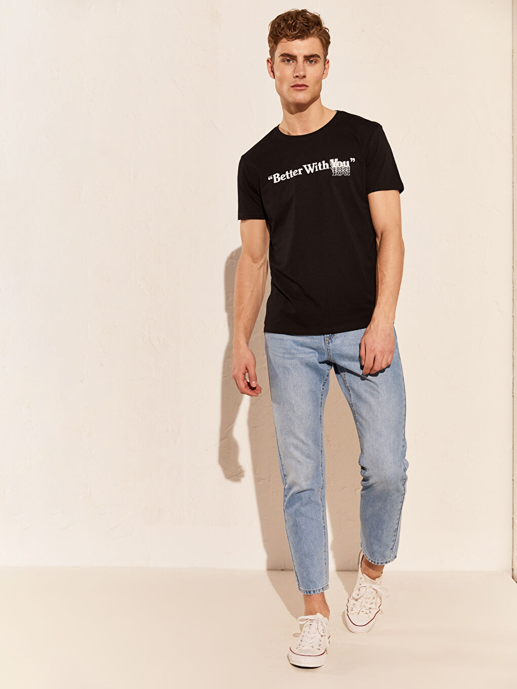 Siyah Baskılı Penye Tişört Baba Oğul Kombini-3