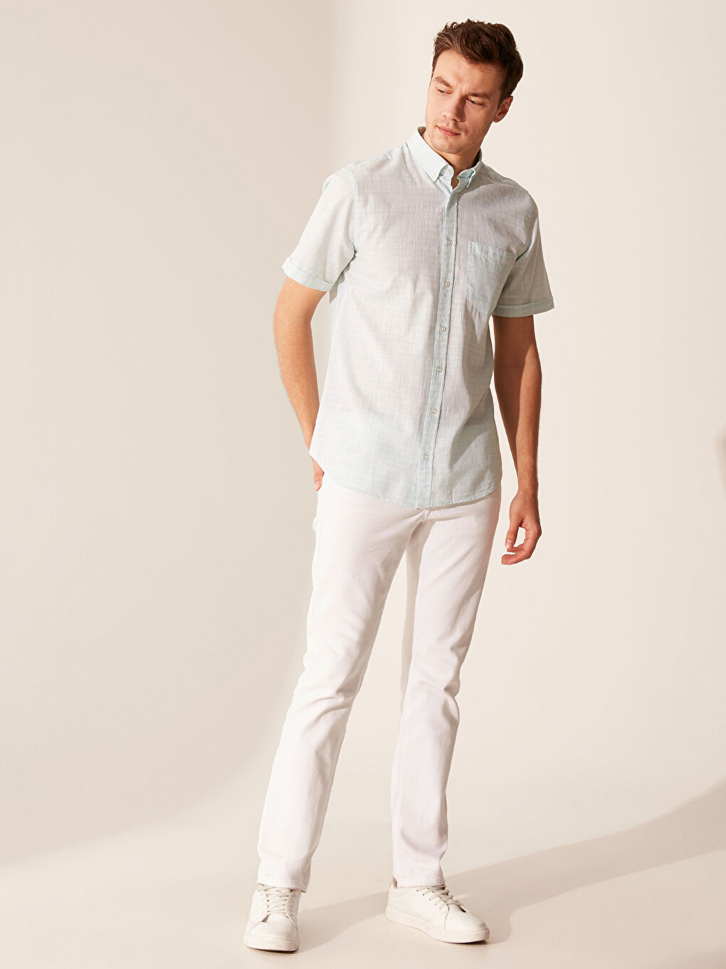 LCWAIKIKI Classic Regular Fit Figured Short Sleeve Poplin