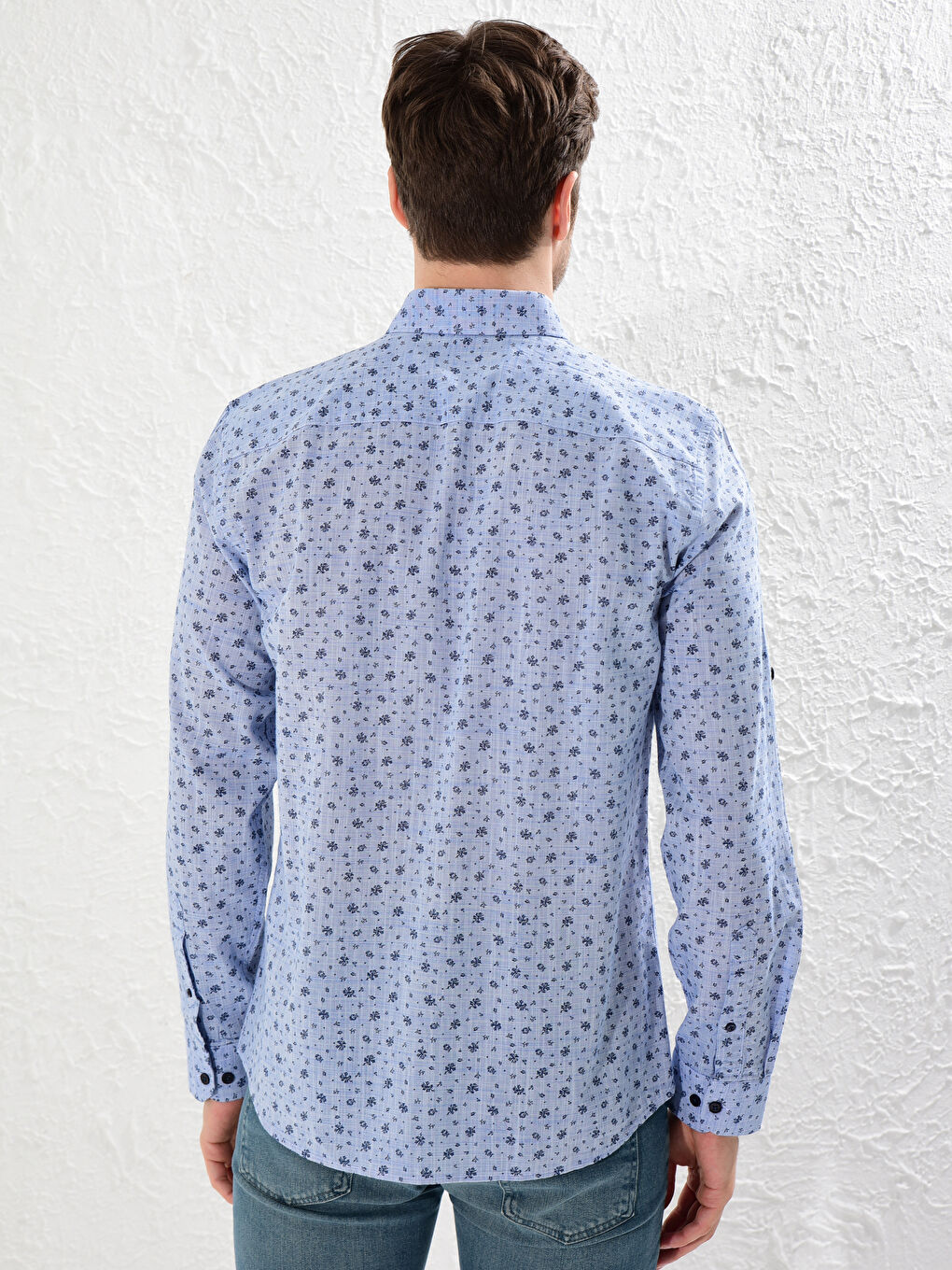 قميص بوبلين مطبوع رفيع-2