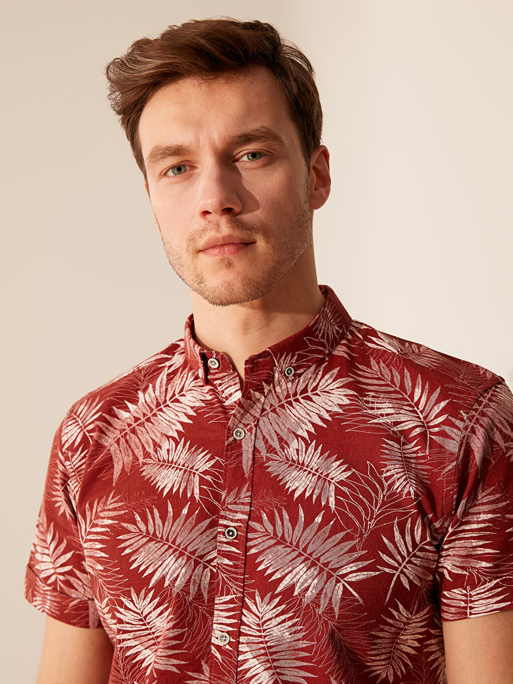 Kırmızı Poplin Erkek Gömlek-1