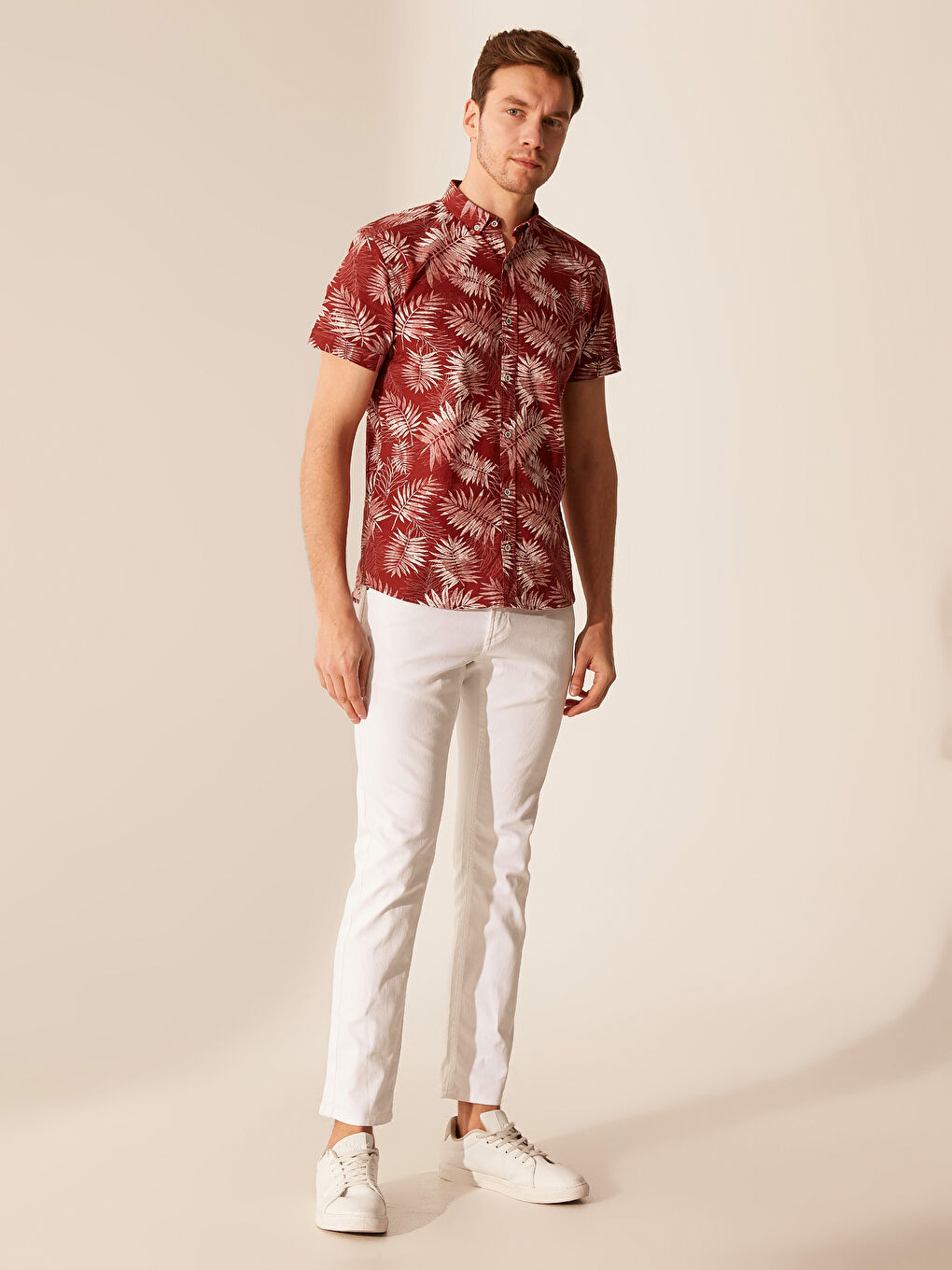 Kırmızı Poplin Erkek Gömlek-3