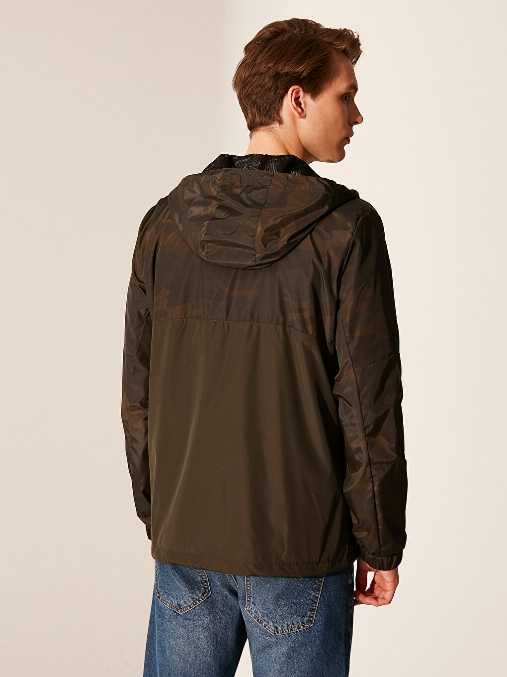 Haki Slim Fit Kapüşonlu İnce Erkek Yağmurluk-4