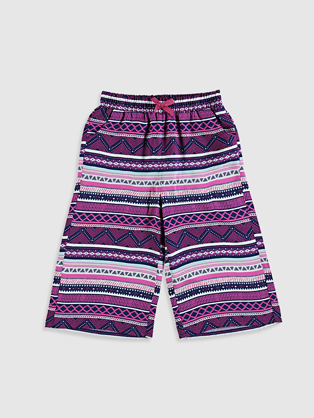 Pembe Kız Çocuk Desenli Viskon Kapri