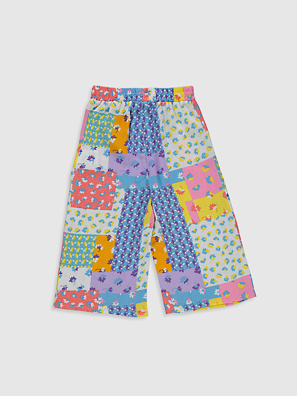 Beyaz Kız Çocuk Desenli Viskon Kapri-1