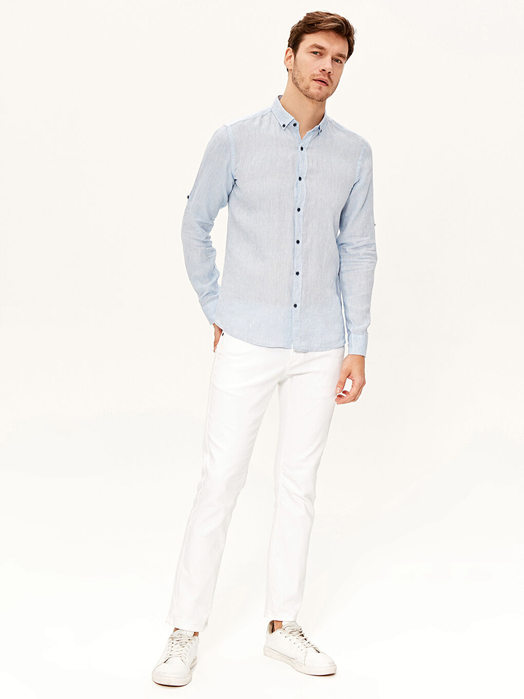 Mavi Slim Fit Gömlek-3