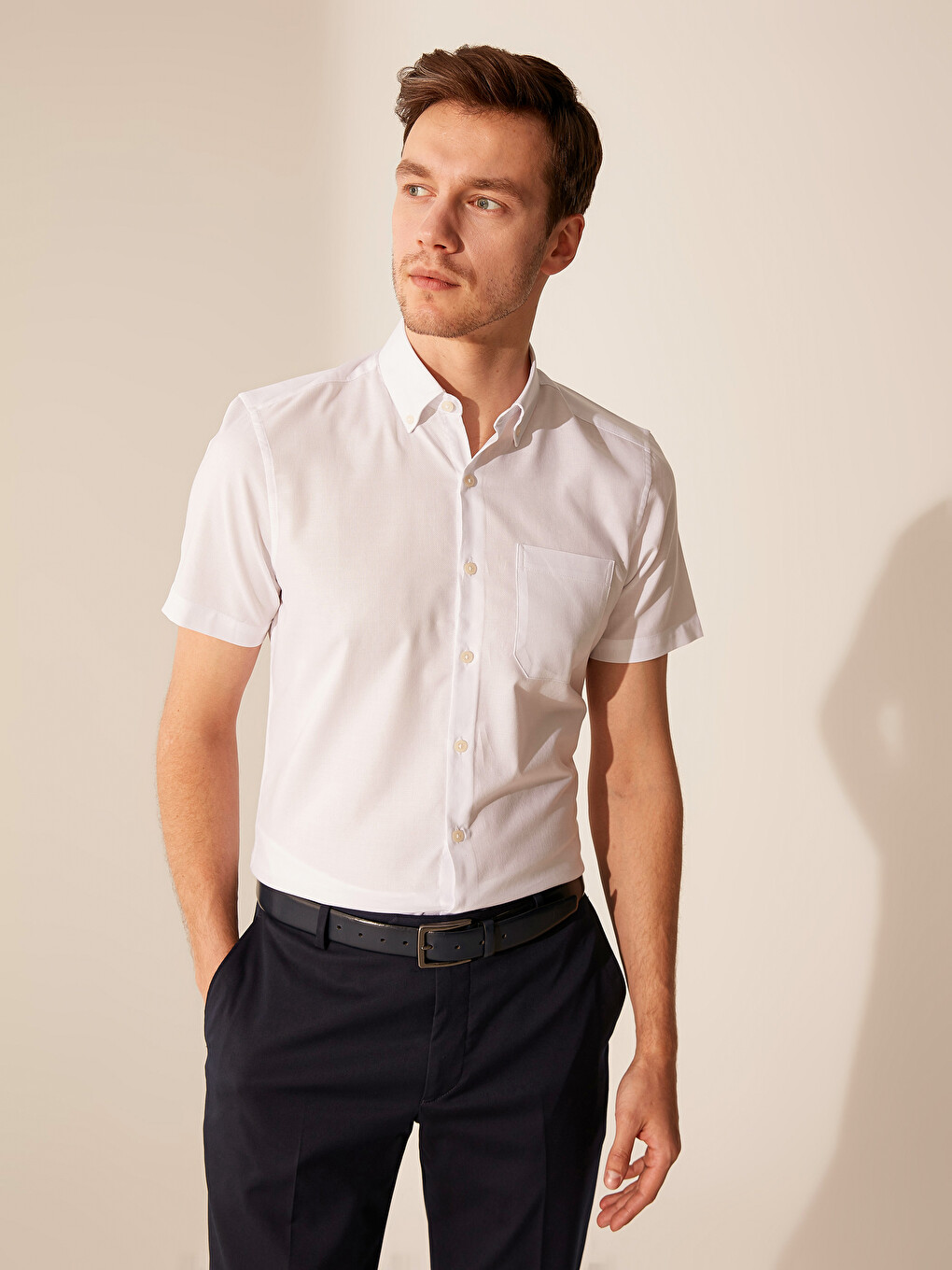 Slim Fit Short Sleeve Oxford Shirt-2