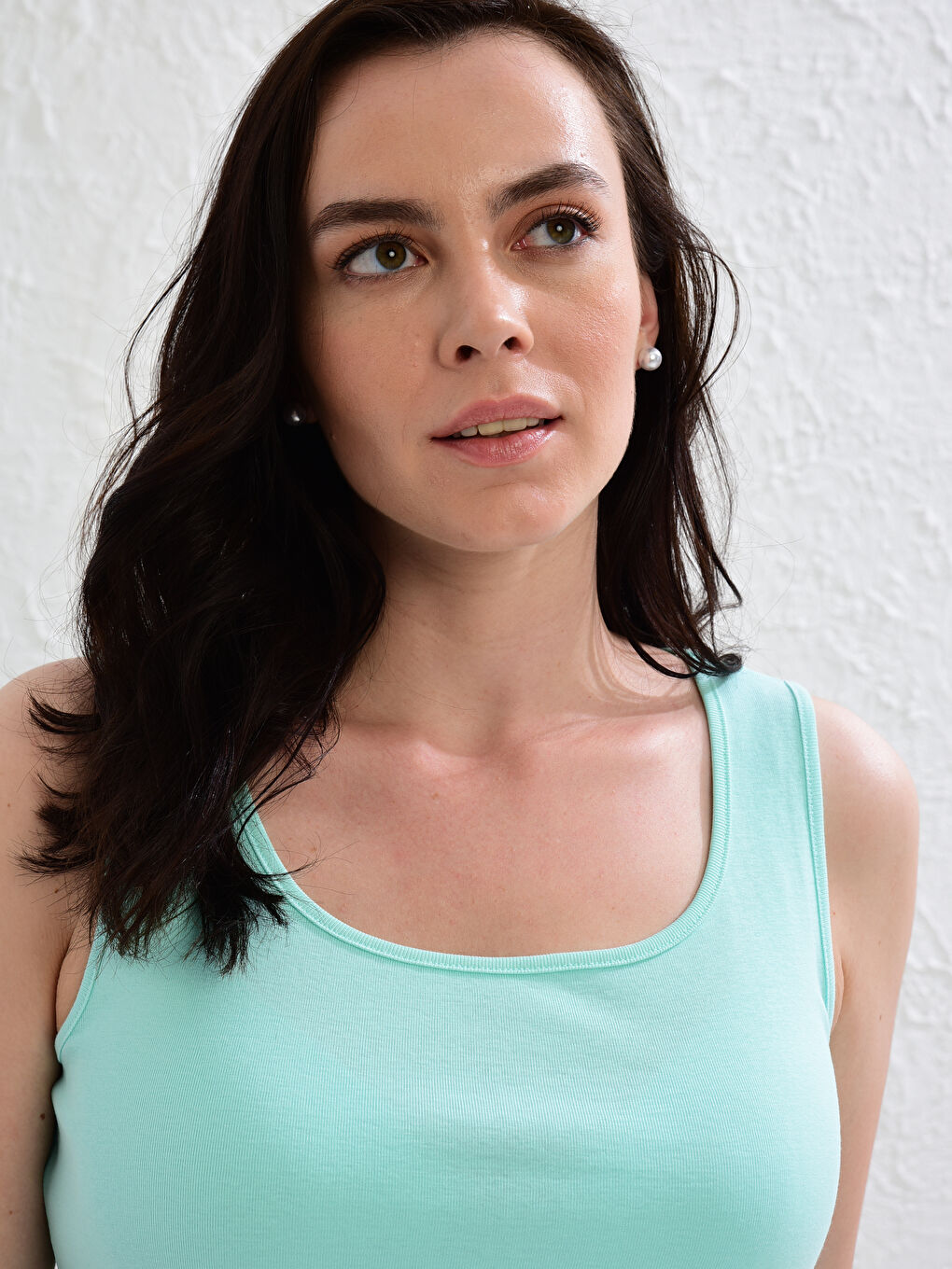 Turkuaz Pamuklu U Yaka Atlet-4